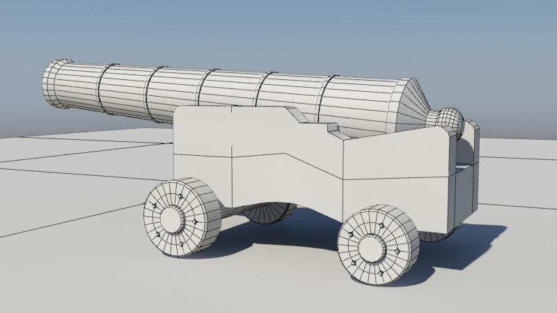 Cannon wooden 3D model_4