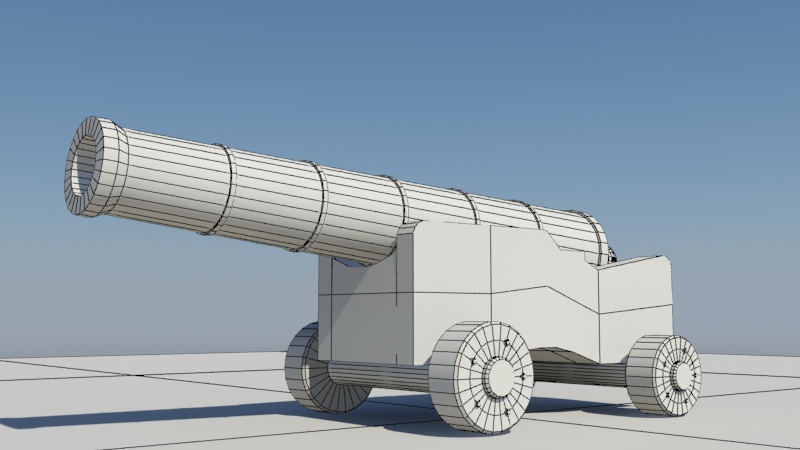 Cannon wooden 3D model_3