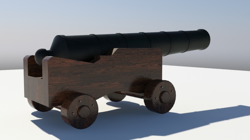 Cannon wooden 3D model_5