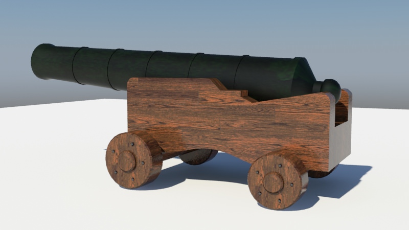 Cannon wooden 3D model_2