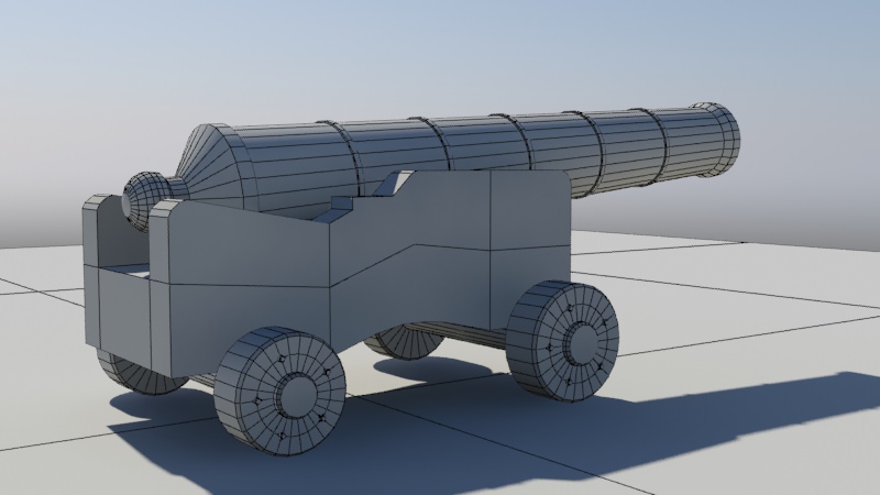 Cannon wooden 3D model_1