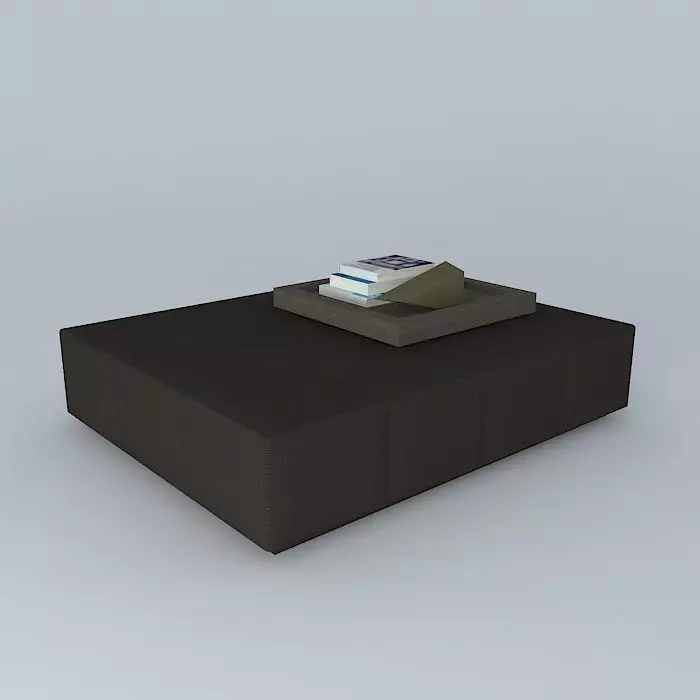 Leather Tufted Ottoman 3D model_0
