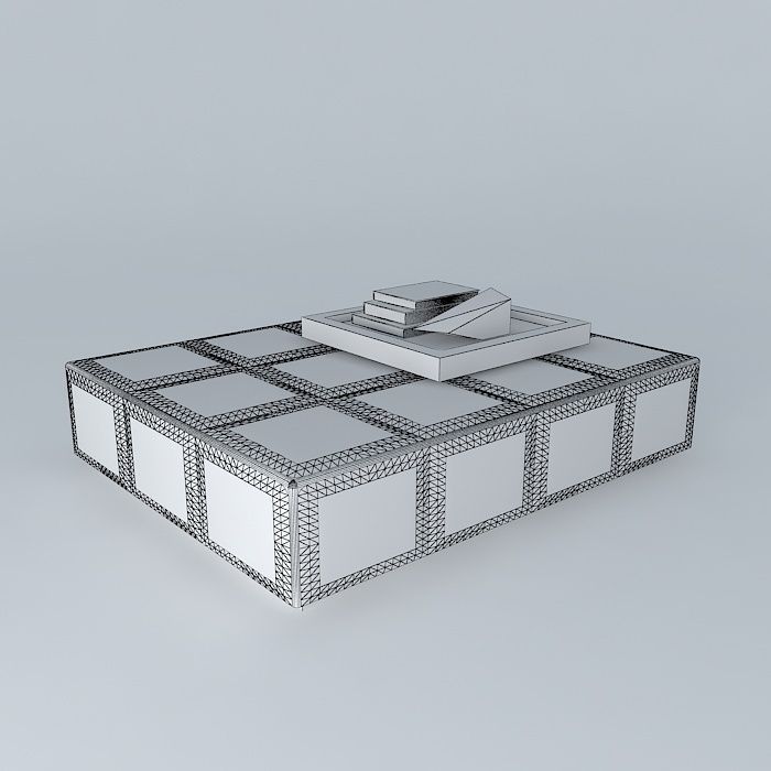 Leather Tufted Ottoman 3D model_3