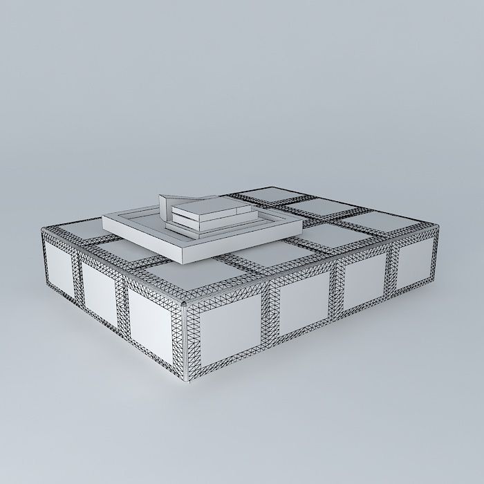 Leather Tufted Ottoman 3D model_4