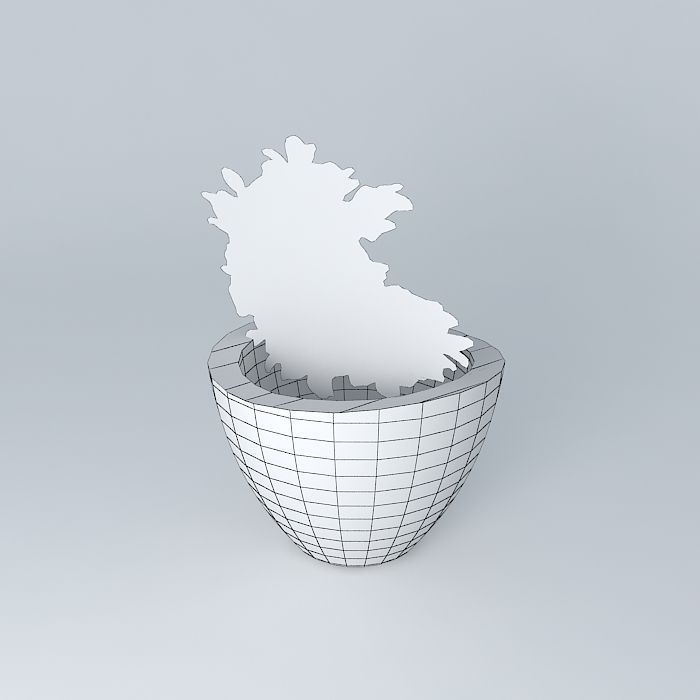 Big pot with bush 3D model_3