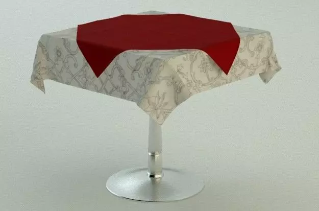 Restaurant Table with Towel 3D model_0