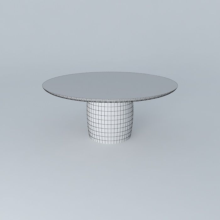 Concrete Round Dining Table 3D model_4