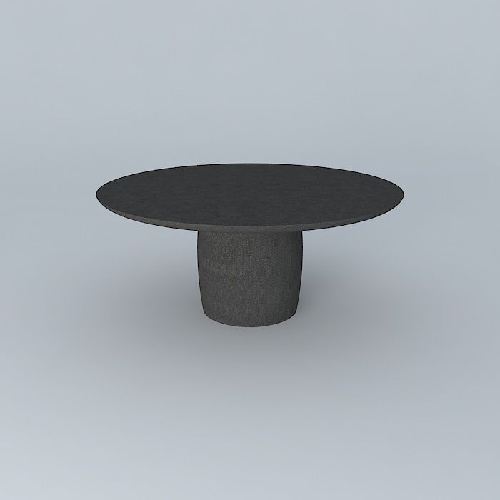Concrete Round Dining Table 3D model_2