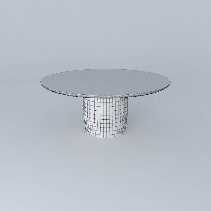 Concrete Round Dining Table 3D model_3