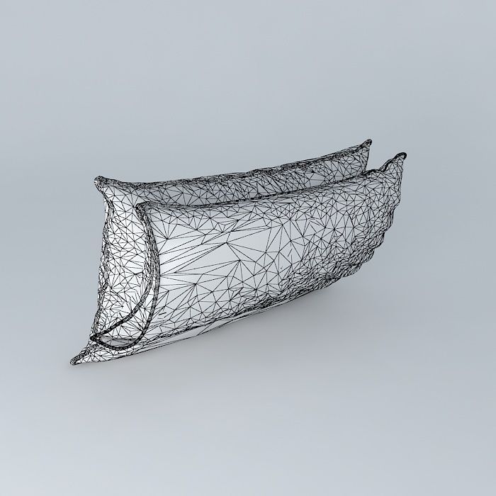 Realistic Bed Pillows 3D model_4