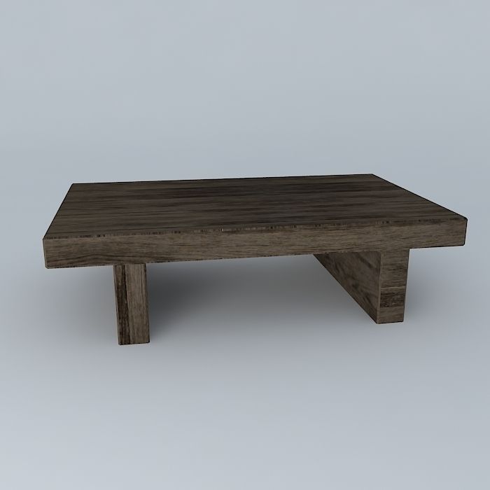 Teak Coffee Table 3D model_2