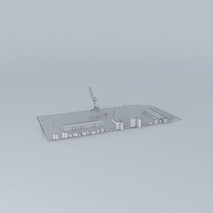 Warehouses industrial building Free 3D model_4