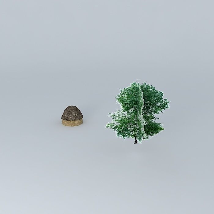 Borie tree and rock Free 3D model_2