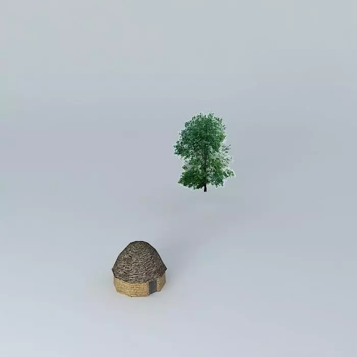 Borie tree and rock Free 3D model_0