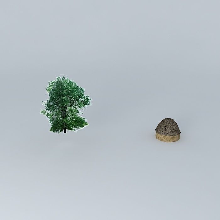 Borie tree and rock Free 3D model_1