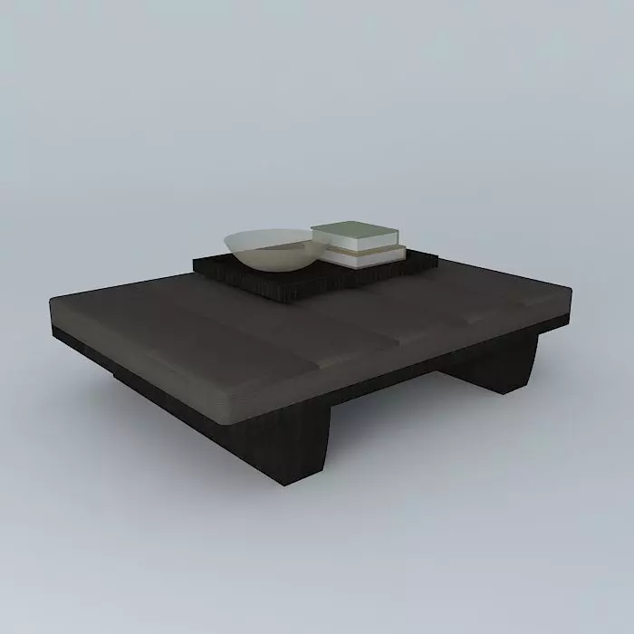 Leather Coffee Table with Tray 3D model_0