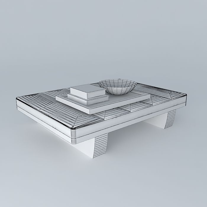 Leather Coffee Table with Tray 3D model_4