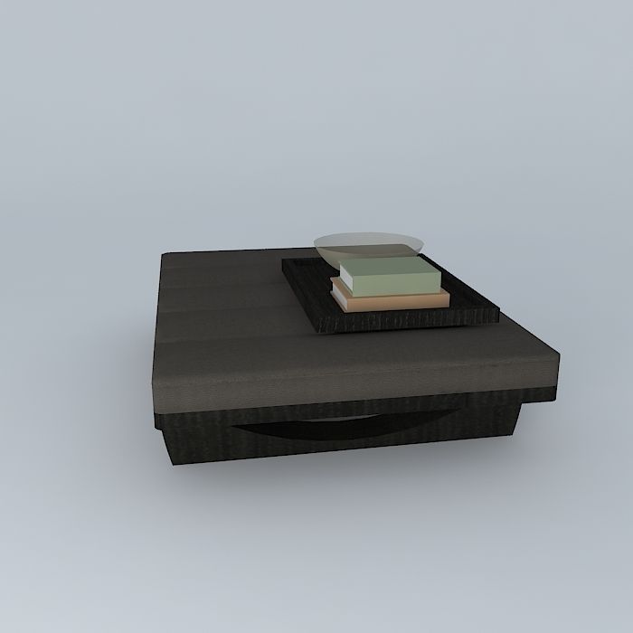 Leather Coffee Table with Tray 3D model_2