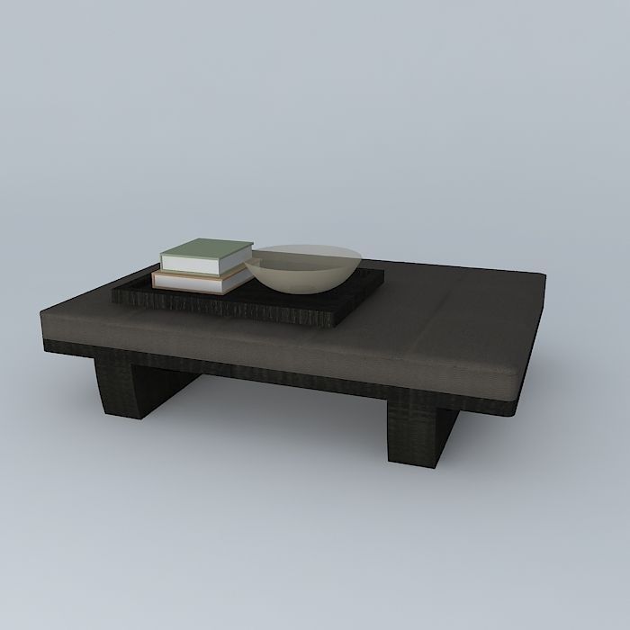Leather Coffee Table with Tray 3D model_1