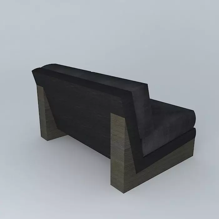 Armless block loveseat 3D model_0