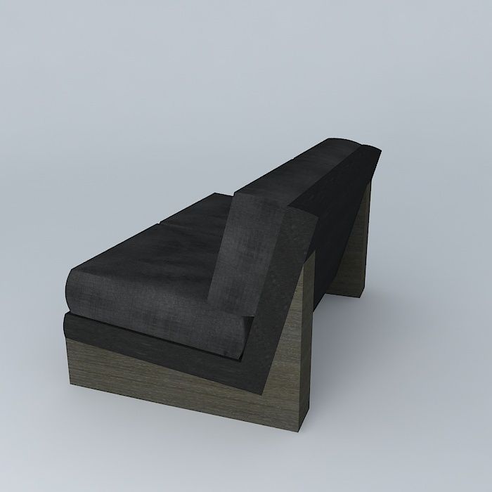 Armless block loveseat 3D model_1