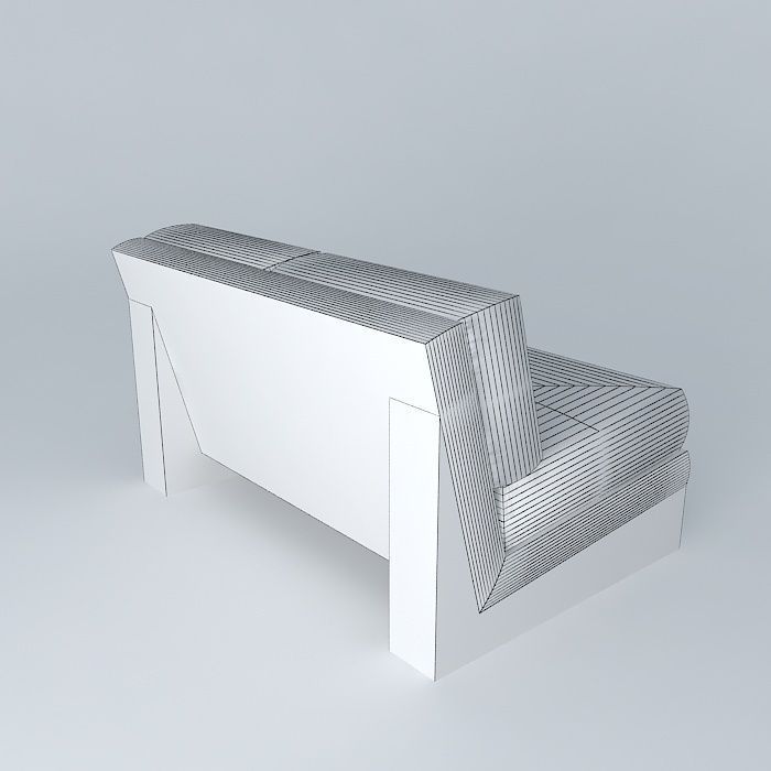 Armless block loveseat 3D model_3