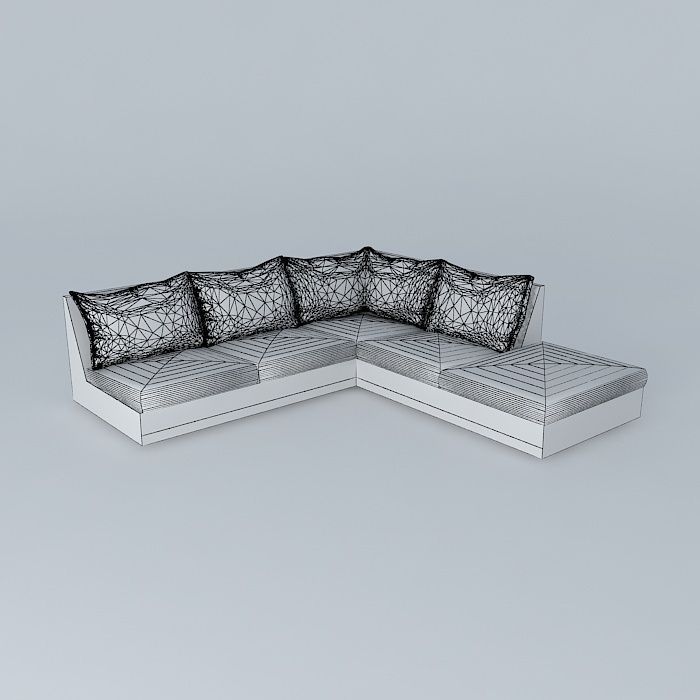 Sectional couch 3D model_3