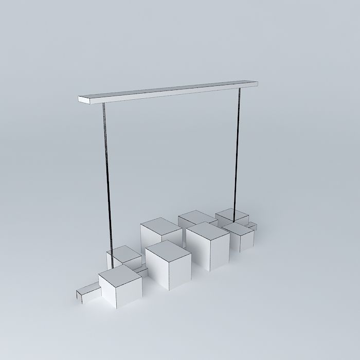 Resin Box Chandelier 3D model_4