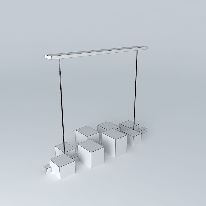 Resin Box Chandelier 3D model_3