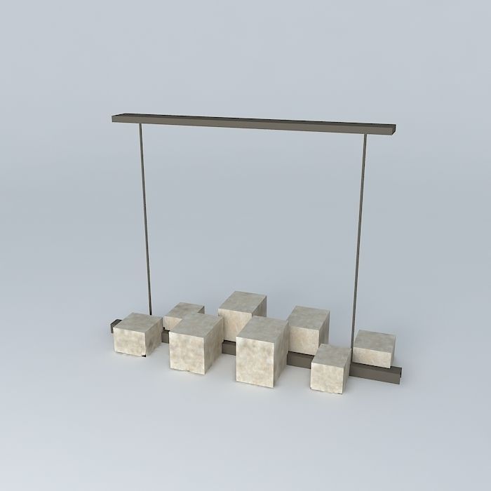 Resin Box Chandelier 3D model_1