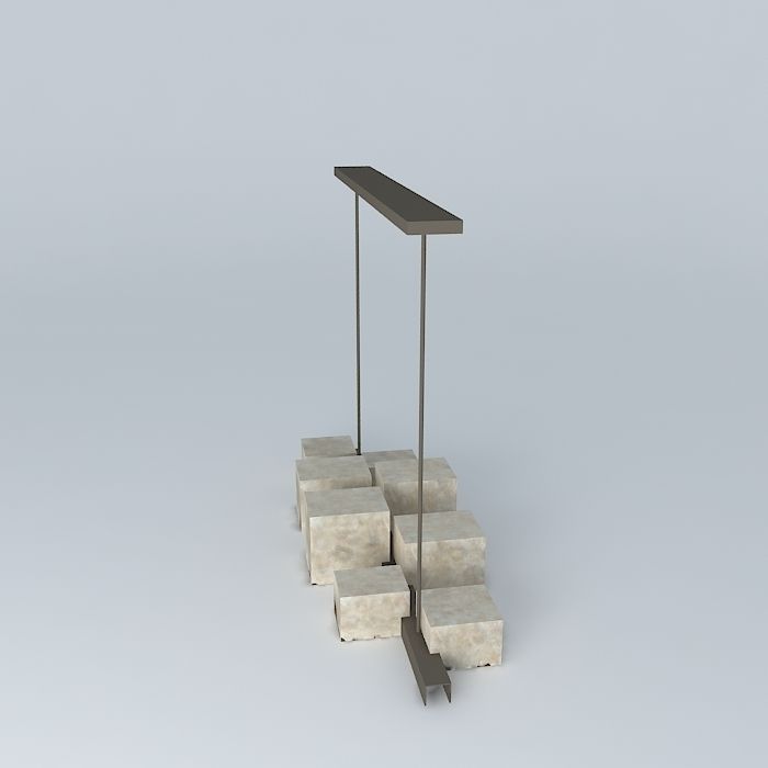 Resin Box Chandelier 3D model_2