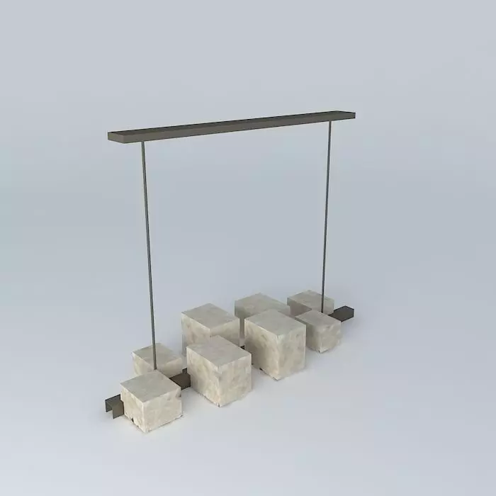 Resin Box Chandelier 3D model_0