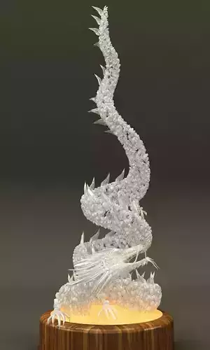 Ice Dragon Sculpture Glass for Chinese Dining 3D model