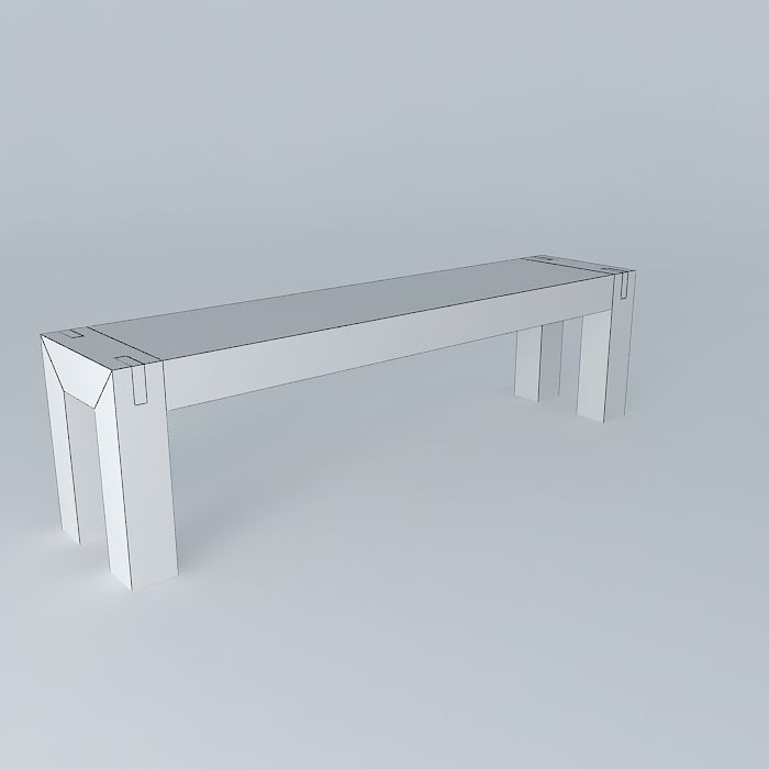 Bench Solid Teak 3D model_3