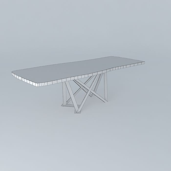 Live Slab Truss Leg Table 3D model_4