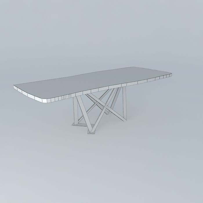 Live Slab Truss Leg Table 3D model_3