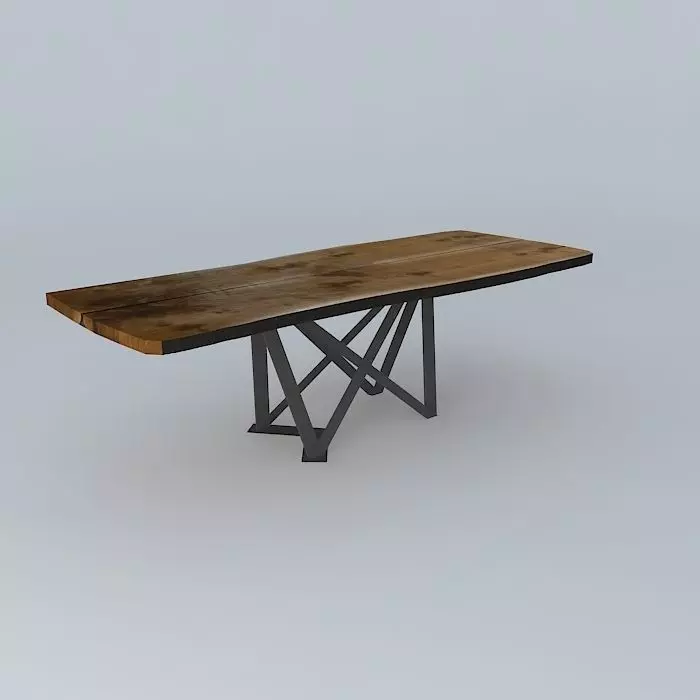 Live Slab Truss Leg Table 3D model_0