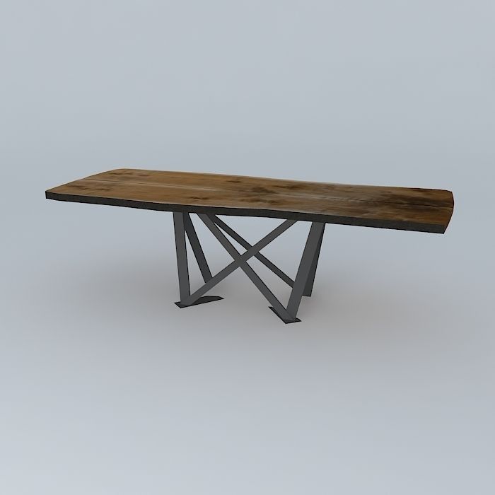 Live Slab Truss Leg Table 3D model_1
