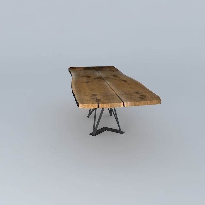 Live Slab Truss Leg Table 3D model_2