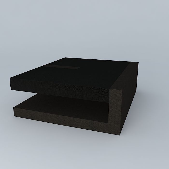 Leather and Wood C Puzzle Coffee Table 3D model_1