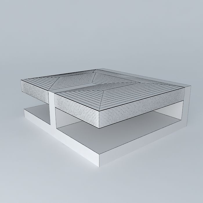 Leather and Wood C Puzzle Coffee Table 3D model_4