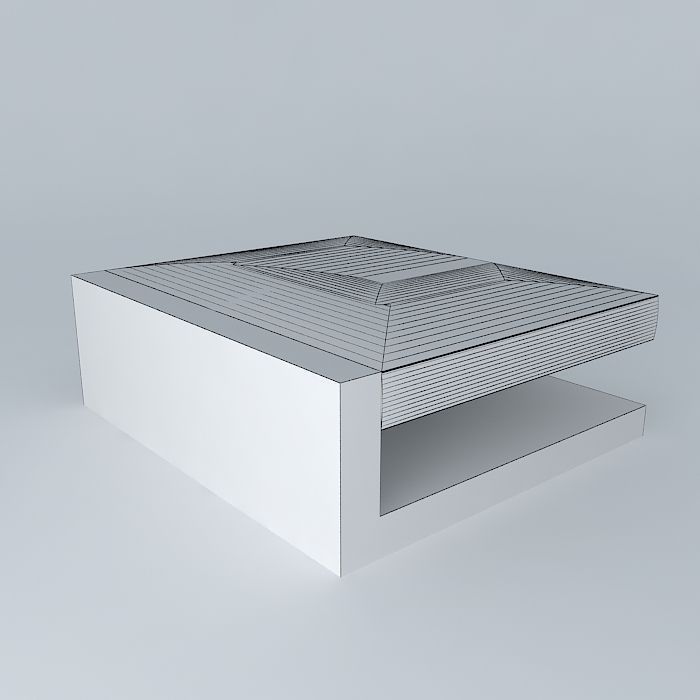 Leather and Wood C Puzzle Coffee Table 3D model_3