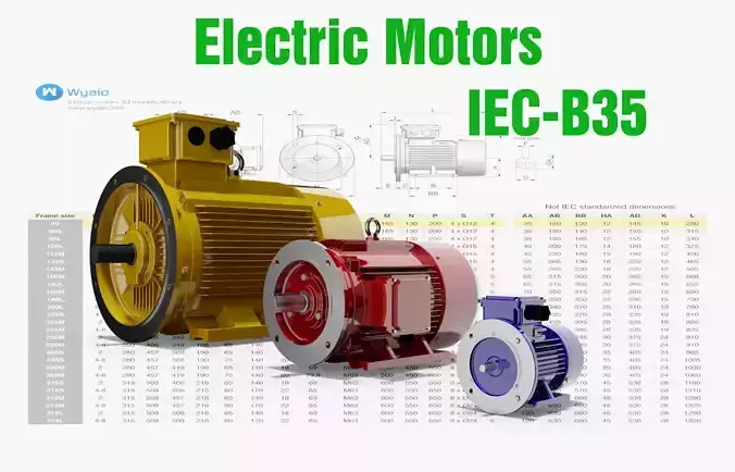 72 CAD Models - Electric motors IEC B35 3D model
