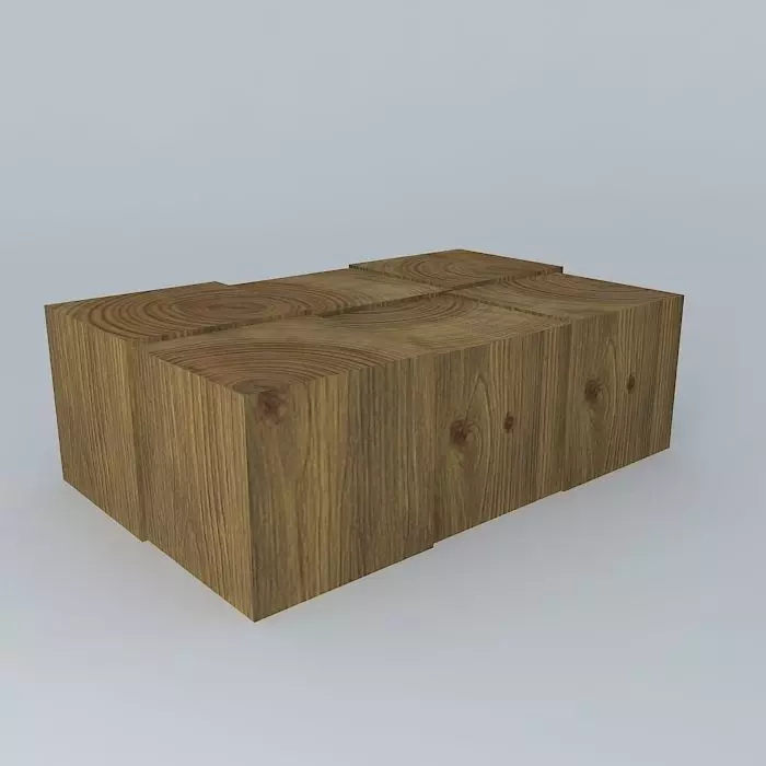 Wood Block Coffee Table 3D model_0