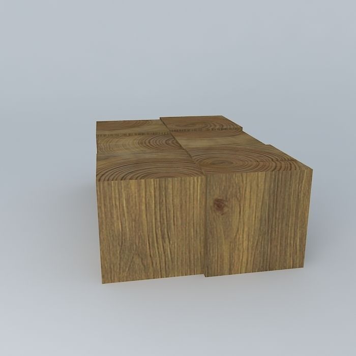 Wood Block Coffee Table 3D model_2