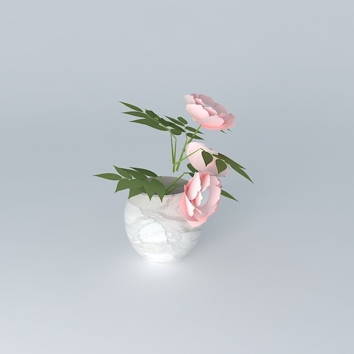 Peonies flowers in vase 3D model_1