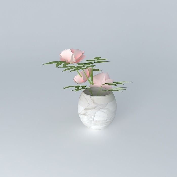 Peonies flowers in vase 3D model_2