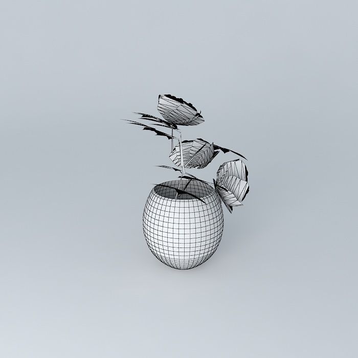 Peonies flowers in vase 3D model_4