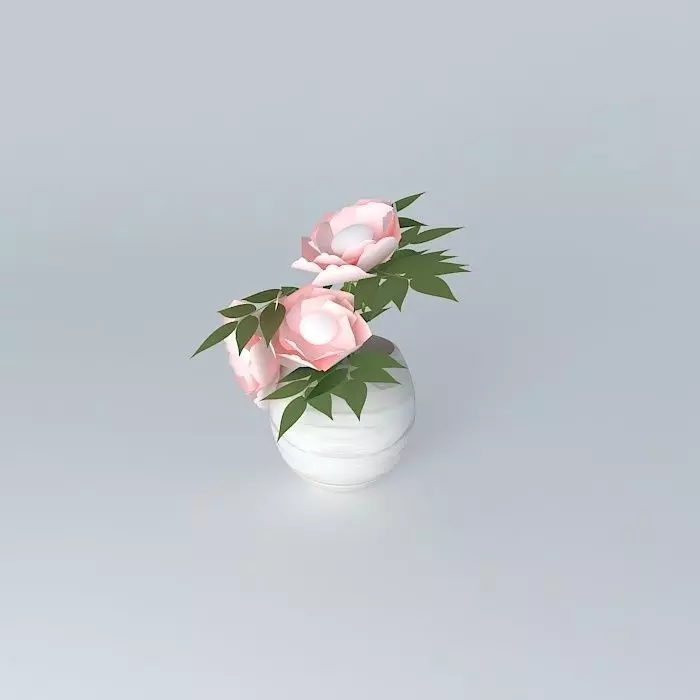Peonies flowers in vase 3D model_0