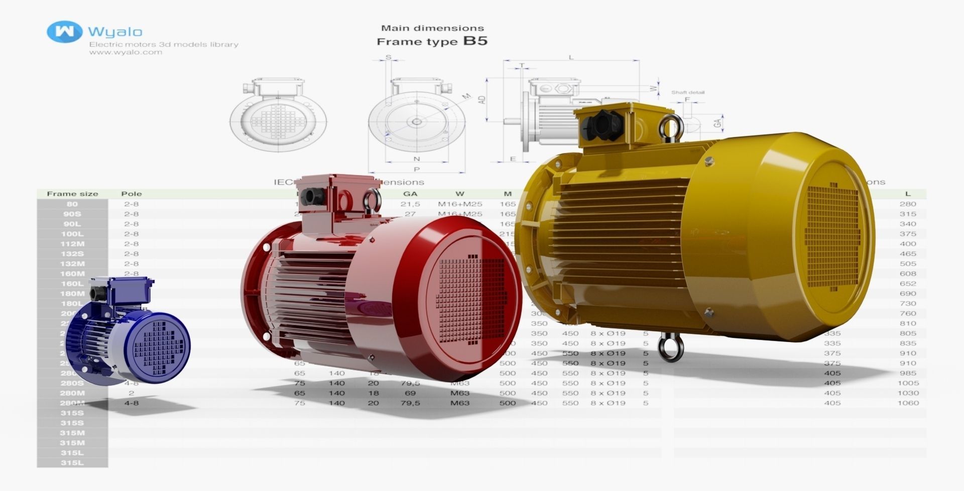 21 CAD Models - Electric motors IEC B5 3D model_2